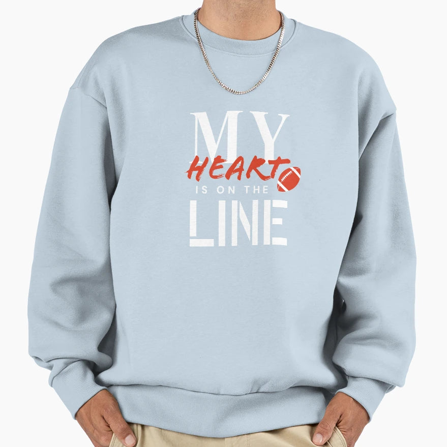 American Football My Heart Is Line Sweatshirt - Trendy Graphic Unisex - T-Shirt, Sweatshirt, Hoodie