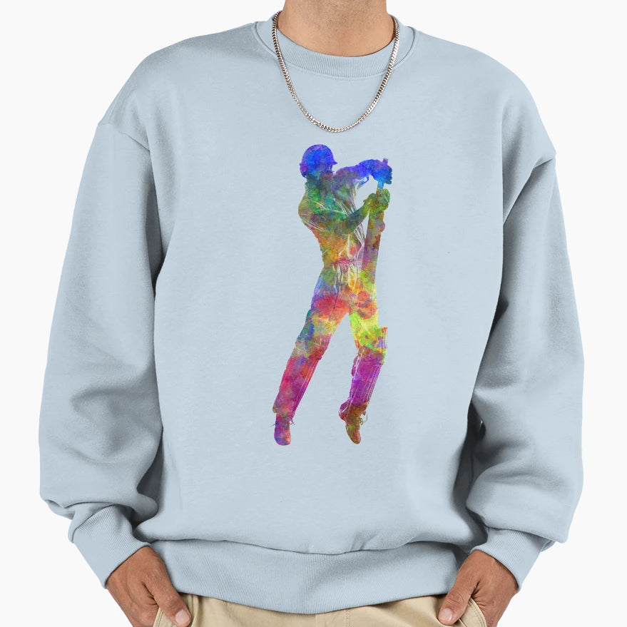 Cricket Player Batsman Silhouette 05 Sweatshirt - Streetwear Style Unisex - T-Shirt, Sweatshirt, Hoodie