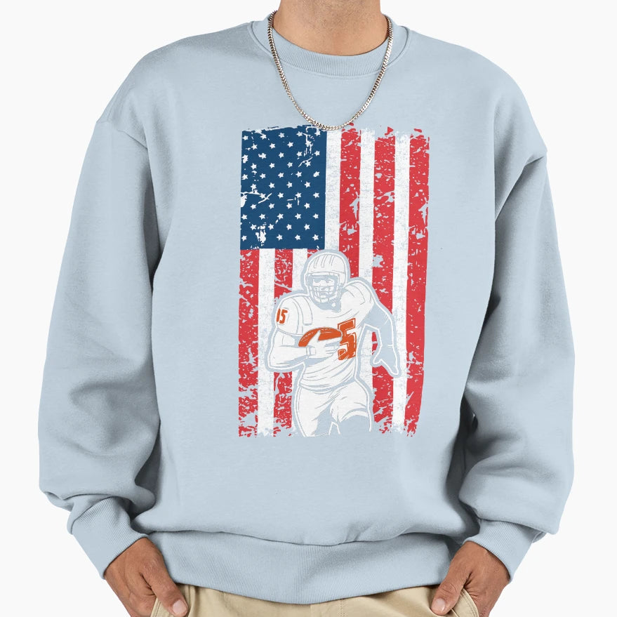 Usa Flag Football Sweatshirt - Custom Art Print Unisex - T-Shirt, Sweatshirt, Hoodie