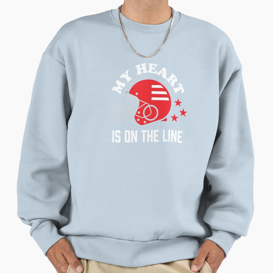 American Football My Heart Is Line Sweatshirt - Minimalist Print Unisex - T-Shirt, Sweatshirt, Hoodie