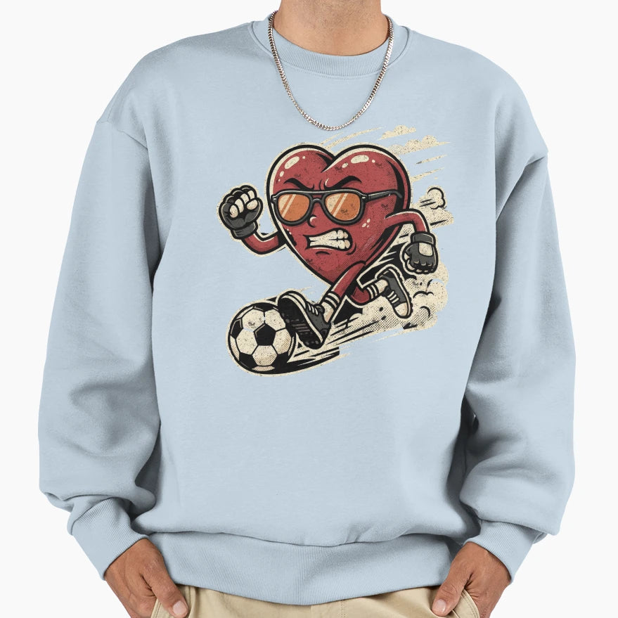 Soccer Heart Valentine Running Ball Sweatshirt - Trendy Graphic Men Women - T-Shirt, Sweatshirt, Hoodie
