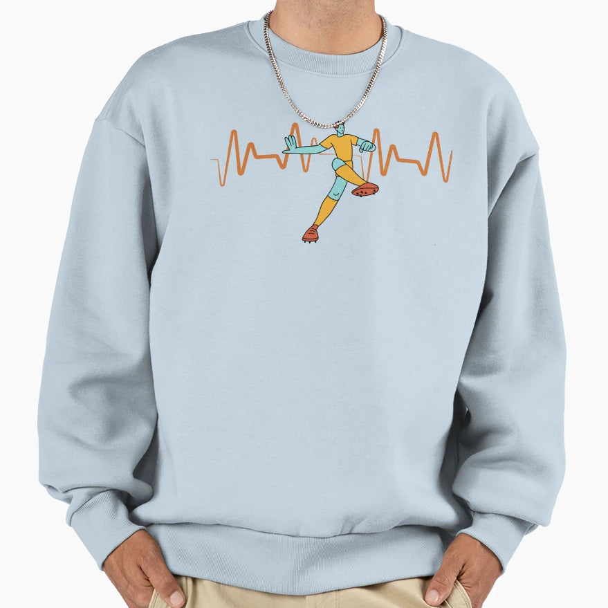 Soccer Player Heart Beat Soccer Sweatshirt - Aesthetic Graphic for Adults - T-Shirt, Sweatshirt, Hoodie