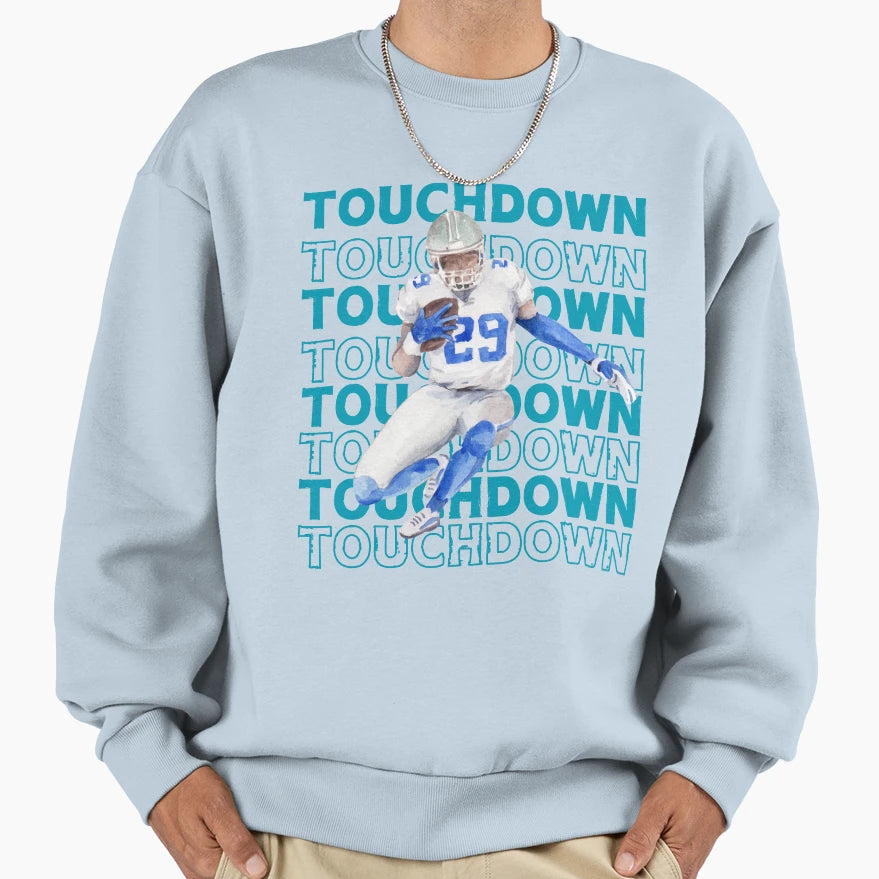 Blue Football Touchdown Sweatshirt - Novelty Apparel Men Women - T-Shirt, Sweatshirt, Hoodie