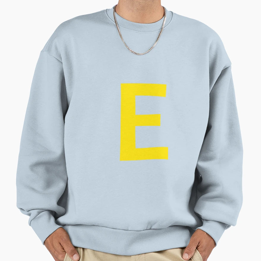 Yellow Color Letter E Sweatshirt - Casual Everyday Wear for Adults - T-Shirt, Sweatshirt, Hoodie