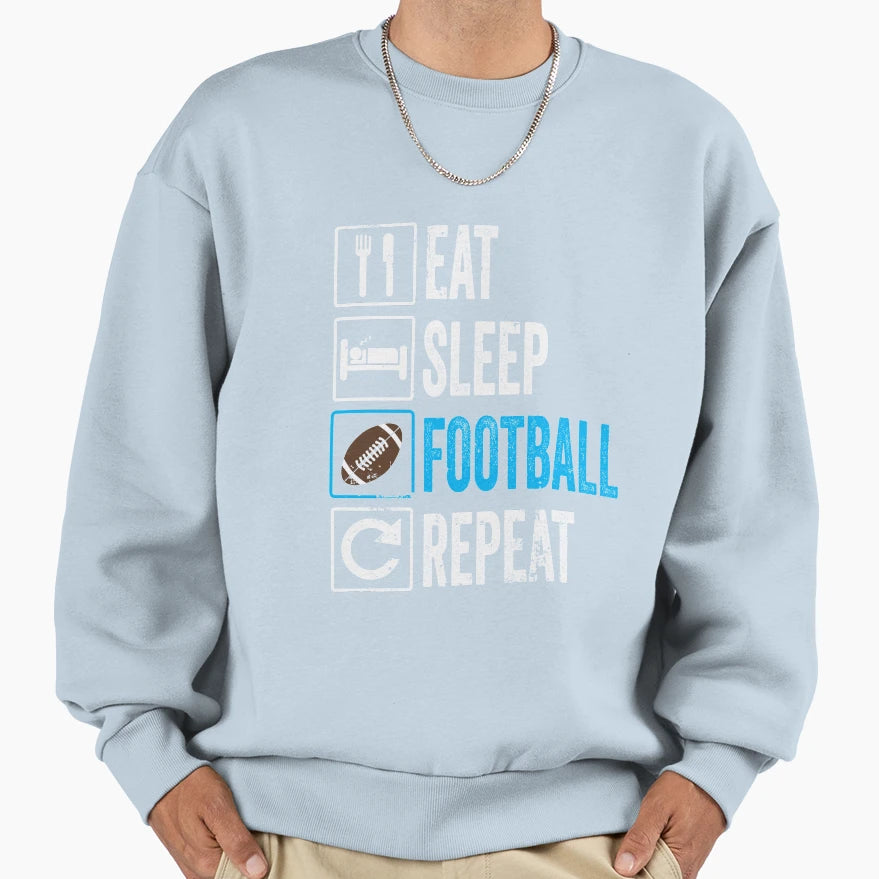 Eat Sleep Football Repeat Game Day T-Shirt - Unique Graphic for Adults - T-Shirt, Sweatshirt, Hoodie