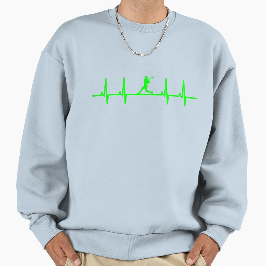 Baseball Picture Ecg Curve Sweatshirt - Novelty Apparel Men Women - T-Shirt, Sweatshirt, Hoodie