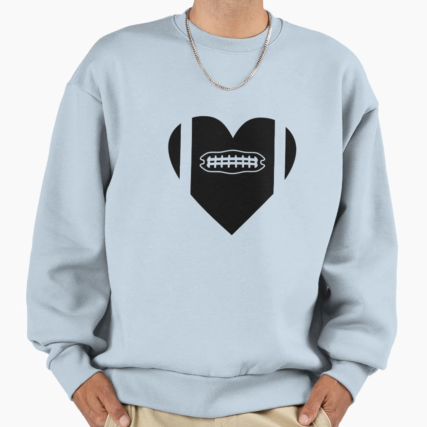 American Football Heart Black And Sweatshirt - Minimalist Print Unisex - T-Shirt, Sweatshirt, Hoodie
