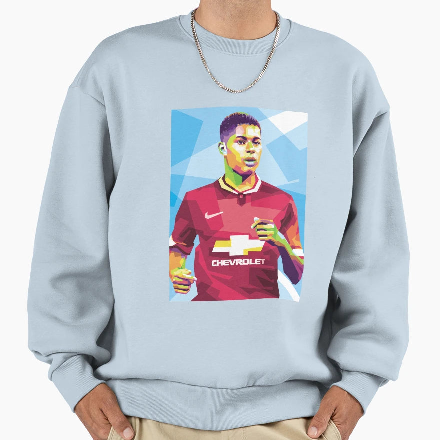 Marcus Rashford Pop Art Portrait Sweatshirt - Trendy Graphic Unisex - T-Shirt, Sweatshirt, Hoodie