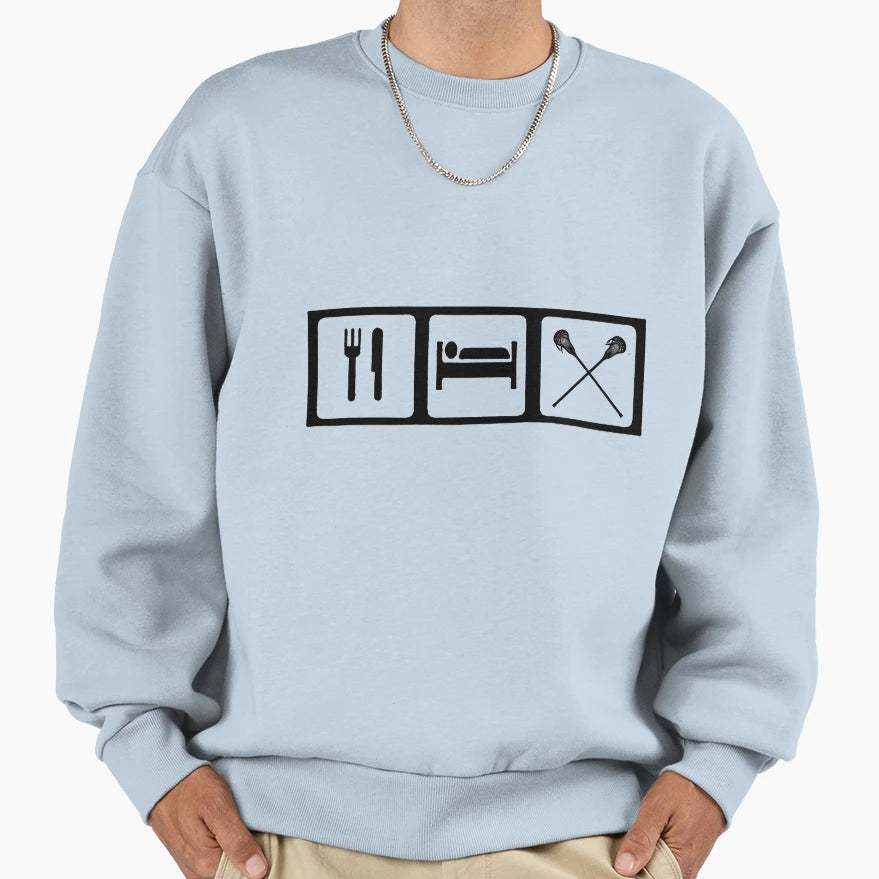 Eat Sleep Lacrosse Sweatshirt - Minimalist Print for Adults - T-Shirt, Sweatshirt, Hoodie