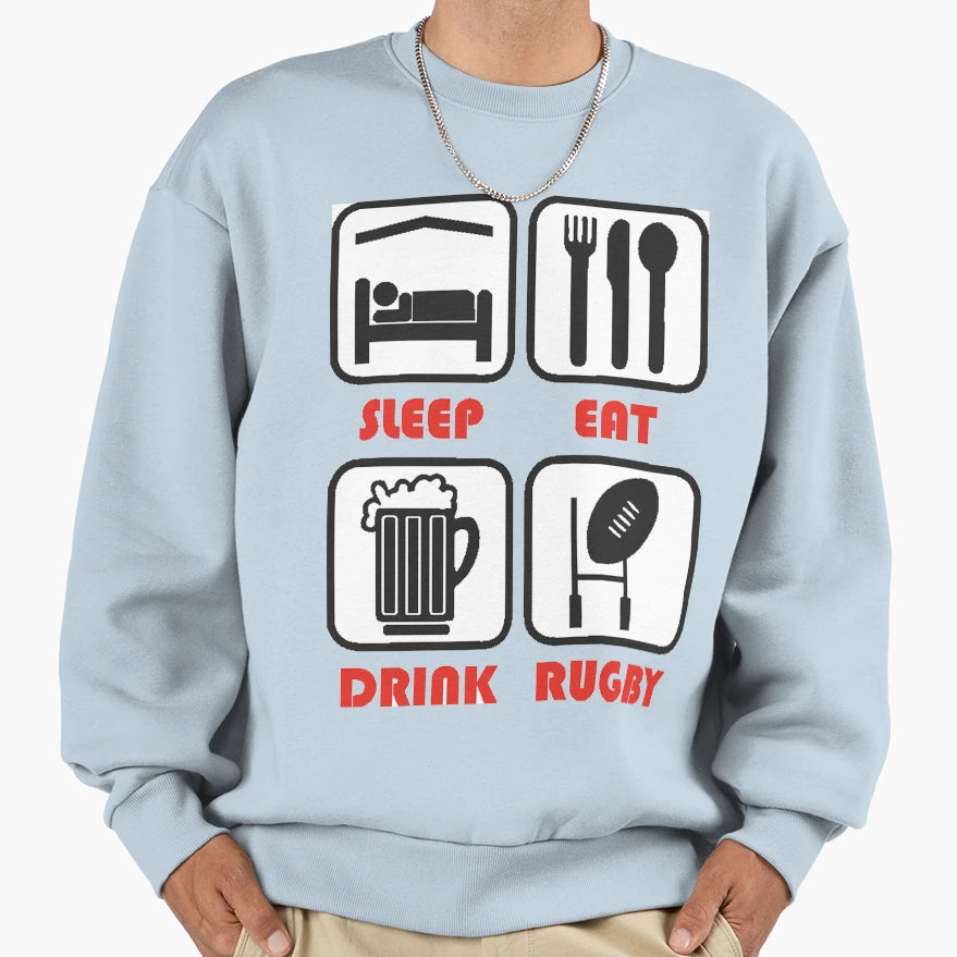 Eat Sleep Rugby Sweatshirt - Unique Graphic Men Women - T-Shirt, Sweatshirt, Hoodie