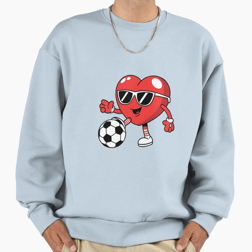 Heart Playing Soccer Fun Gift Fans Sweatshirt - Custom Art Print Men Women - T-Shirt, Sweatshirt, Hoodie