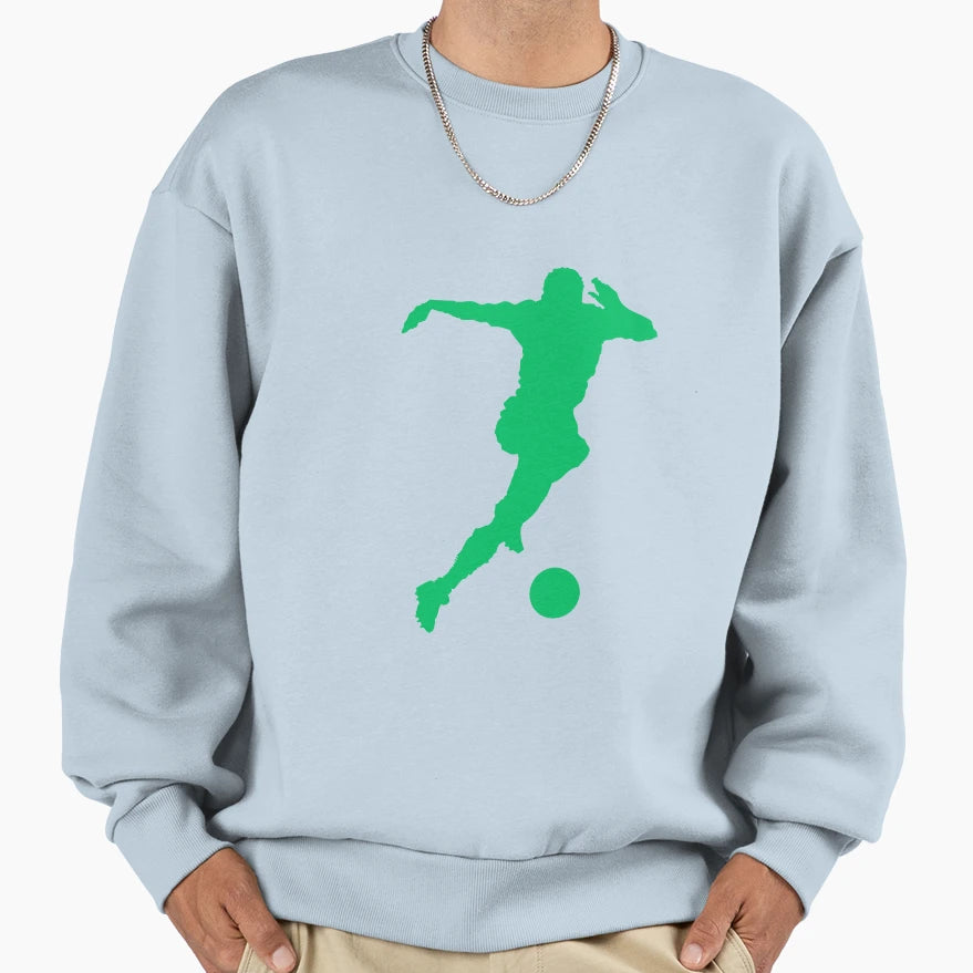 Football Green Running Player Sweatshirt - Casual Everyday Wear Men Women - T-Shirt, Sweatshirt, Hoodie
