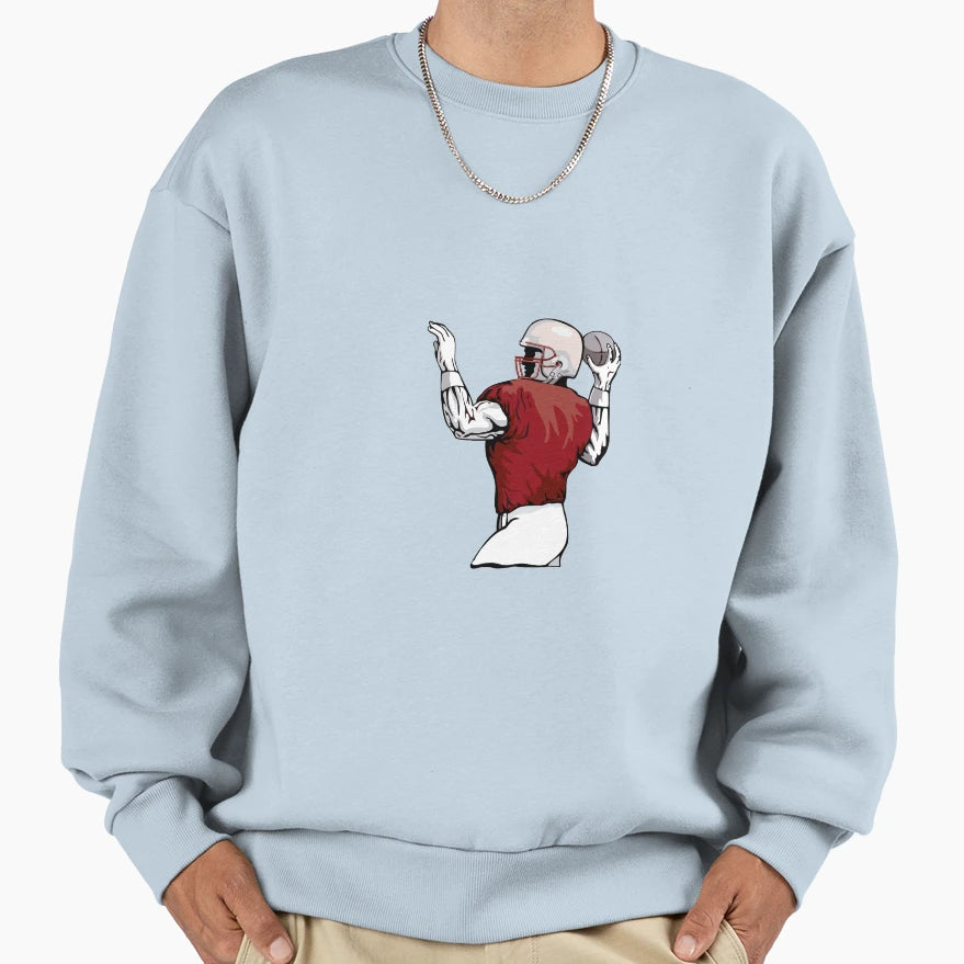 Quarterback Throwing Ball Sweatshirt - Graphic Print Unisex - T-Shirt, Sweatshirt, Hoodie