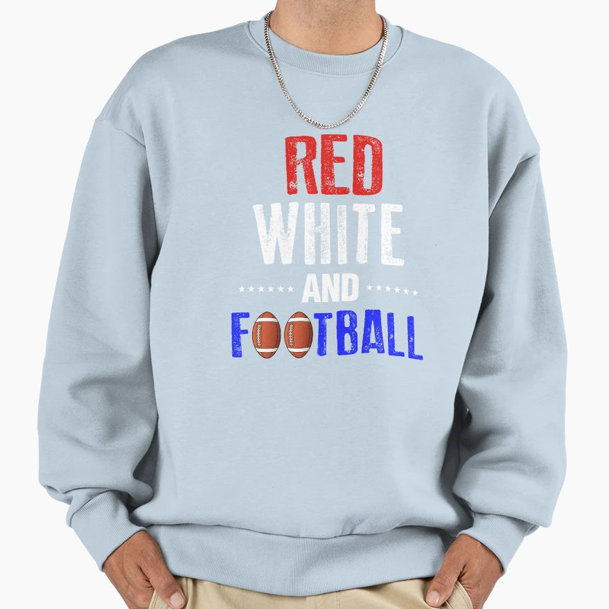Red White And Football 4Th July Sweatshirt - Unique Graphic Men Women - T-Shirt, Sweatshirt, Hoodie