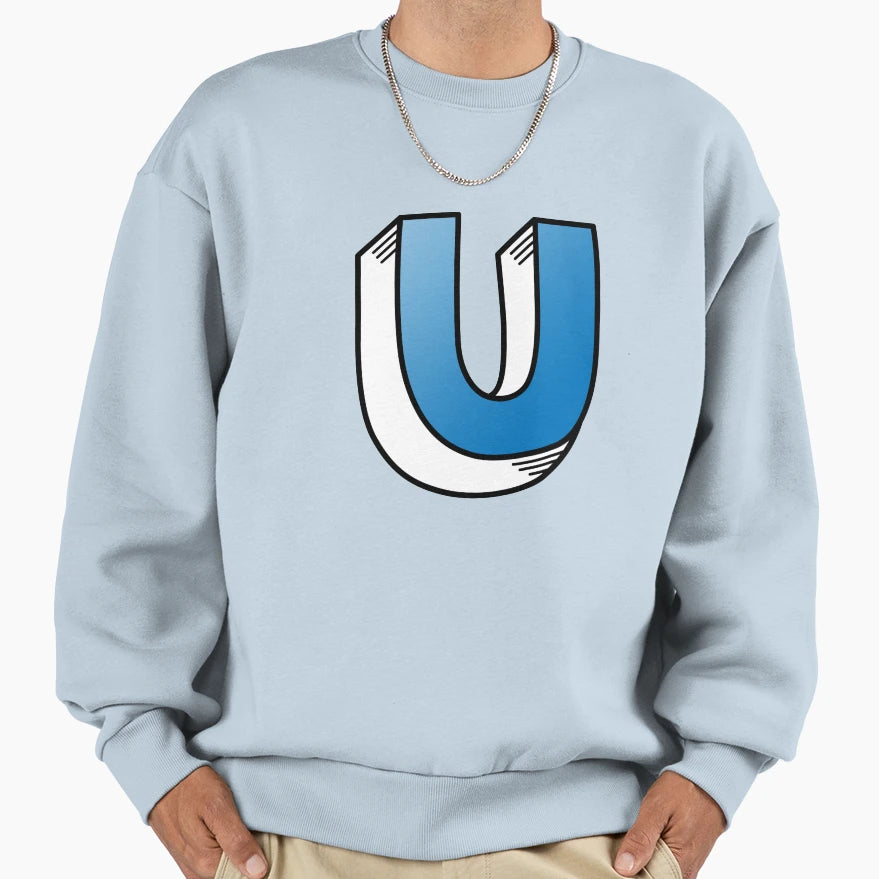 Letter U Blue Sweatshirt - Fun Novelty Design Men Women - T-Shirt, Sweatshirt, Hoodie