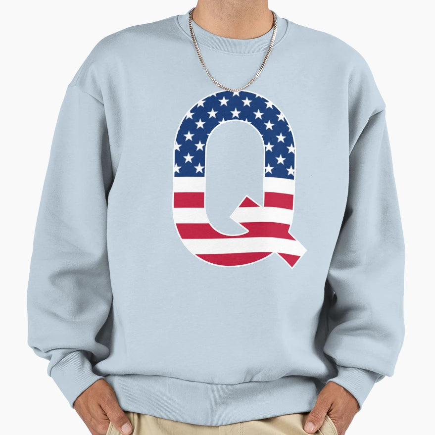 Letter Q Capital Alphabet Q American Sweatshirt - Minimalist Print Unisex - T-Shirt, Sweatshirt, Hoodie