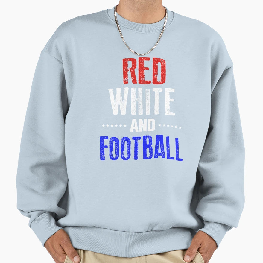 Red White And Football 4Th July Sweatshirt - Aesthetic Graphic for Adults - T-Shirt, Sweatshirt, Hoodie