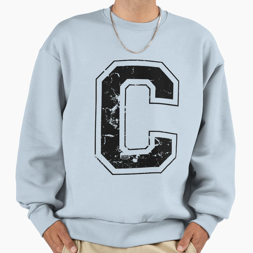 Initial Letter C Black Jersey Sweatshirt - Custom Art Print for Adults - T-Shirt, Sweatshirt, Hoodie