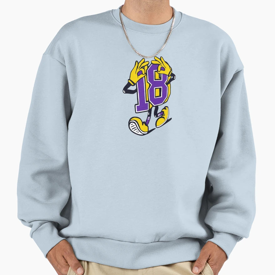 Cartoon Number 18 Griddy Football Sweatshirt - Aesthetic Graphic Men Women - T-Shirt, Sweatshirt, Hoodie