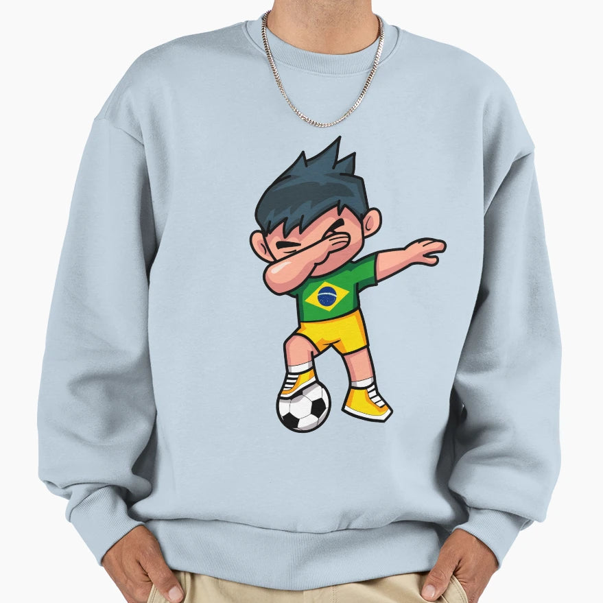 Soccer Dabbing Brazil Sweatshirt - Graphic Print Men Women - T-Shirt, Sweatshirt, Hoodie
