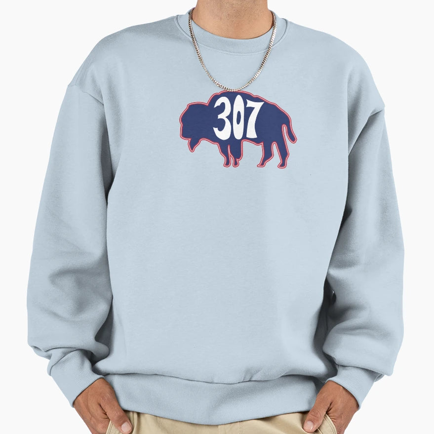 Hand Drawn Wyoming Buffalo 307 Red Sweatshirt - Fun Novelty Design Unisex - T-Shirt, Sweatshirt, Hoodie