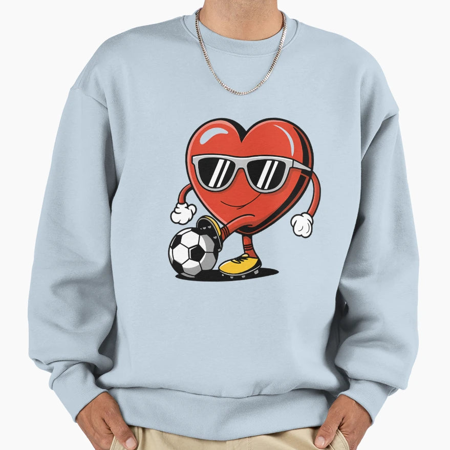 Heart Playing Soccer Fun Gift Sweatshirt - Casual Everyday Wear Men Women - T-Shirt, Sweatshirt, Hoodie
