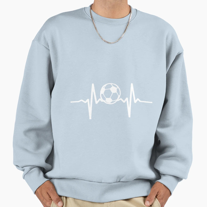 Football Heartbeat White Sweatshirt - Aesthetic Graphic Men Women - T-Shirt, Sweatshirt, Hoodie