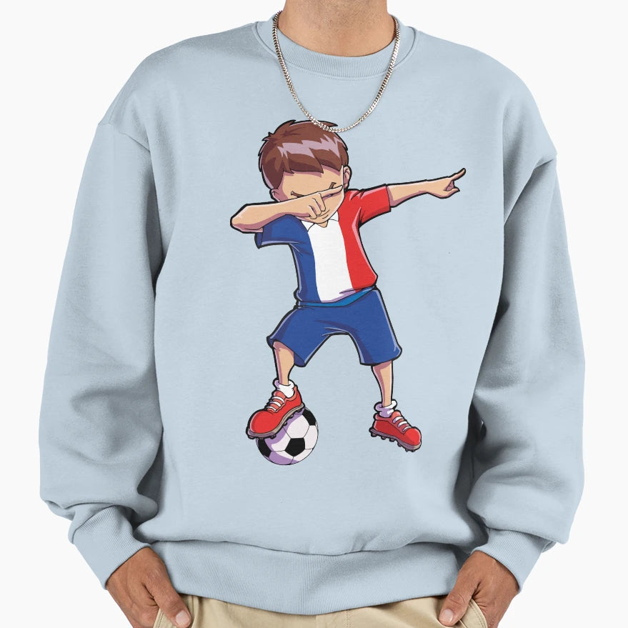 Dabbing Soccer France French Football T-Shirt - Graphic Print for Adults - T-Shirt, Sweatshirt, Hoodie