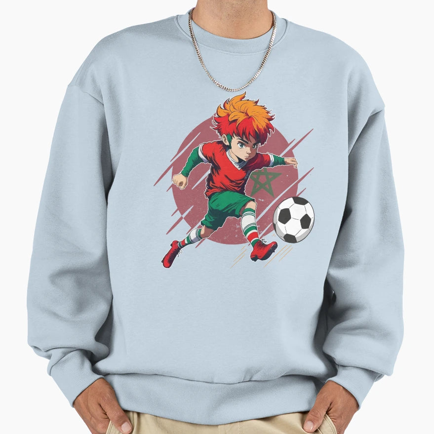 Moroccan Football Jersey Amateur Manga Sweatshirt - Trendy Graphic Unisex - T-Shirt, Sweatshirt, Hoodie