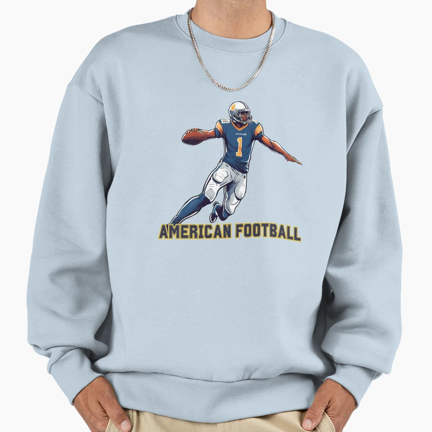 American Football Player Illustration Sweatshirt - Graphic Print Men Women - T-Shirt, Sweatshirt, Hoodie