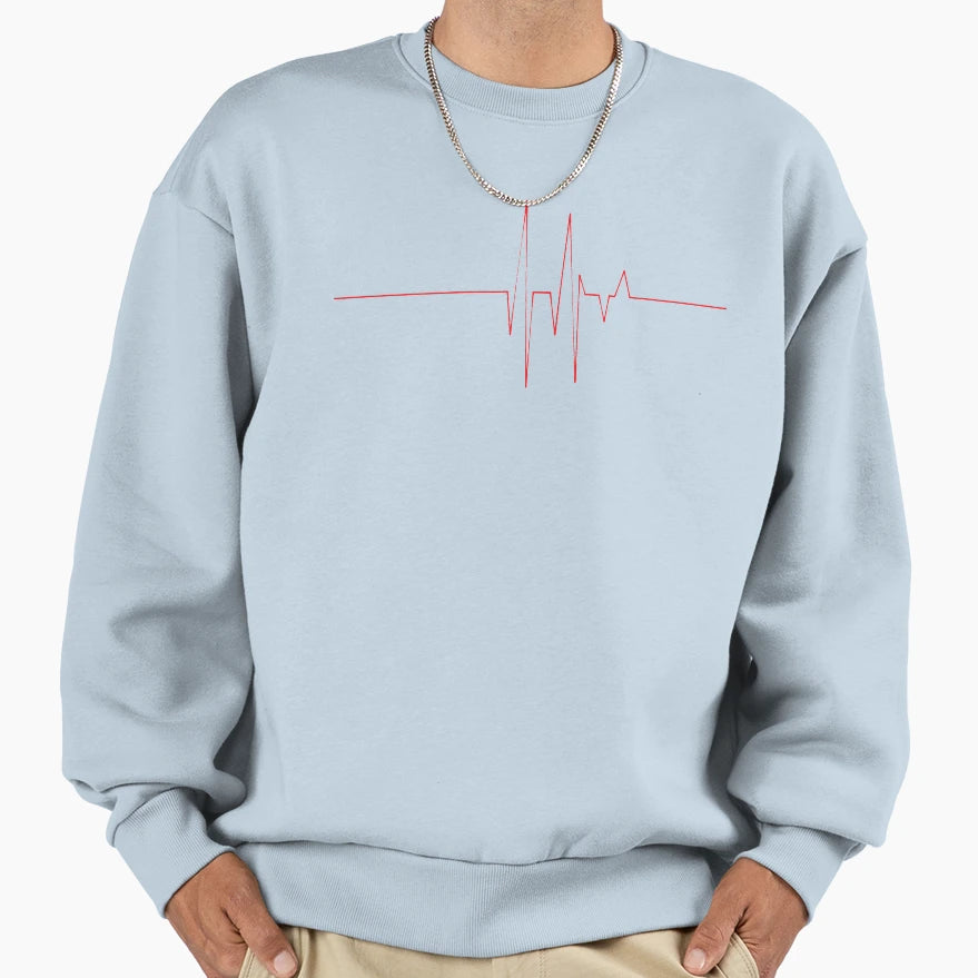 Red Heart Beat Line Sweatshirt - Custom Art Print Unisex - T-Shirt, Sweatshirt, Hoodie