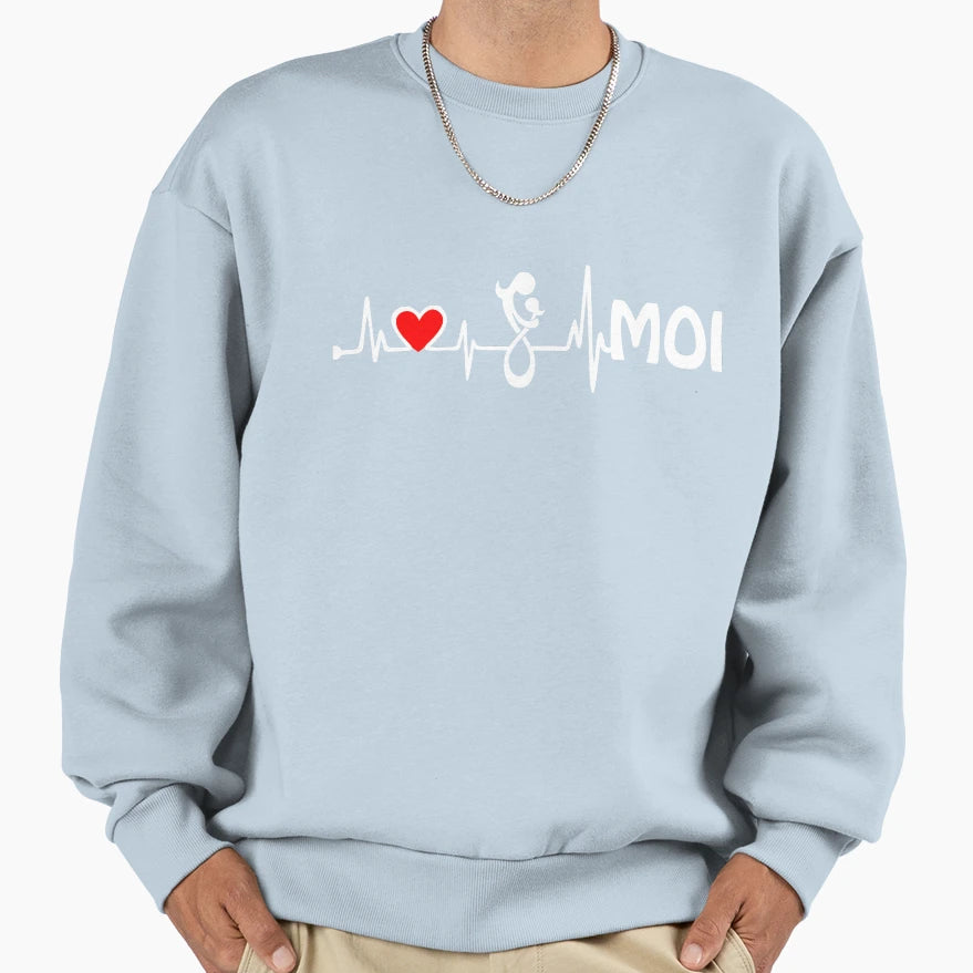 Mom Heartbeat Love Sweatshirt - Fun Novelty Design Men Women - T-Shirt, Sweatshirt, Hoodie