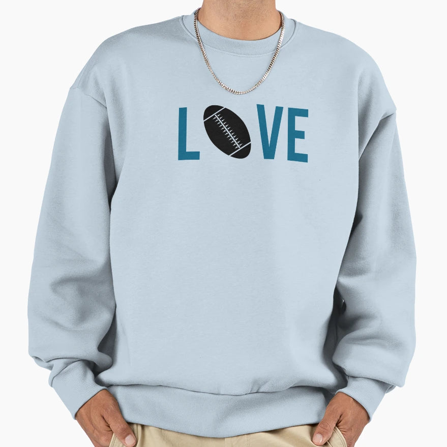 Love Football Blue Sweatshirt - Minimalist Print for Adults - T-Shirt, Sweatshirt, Hoodie