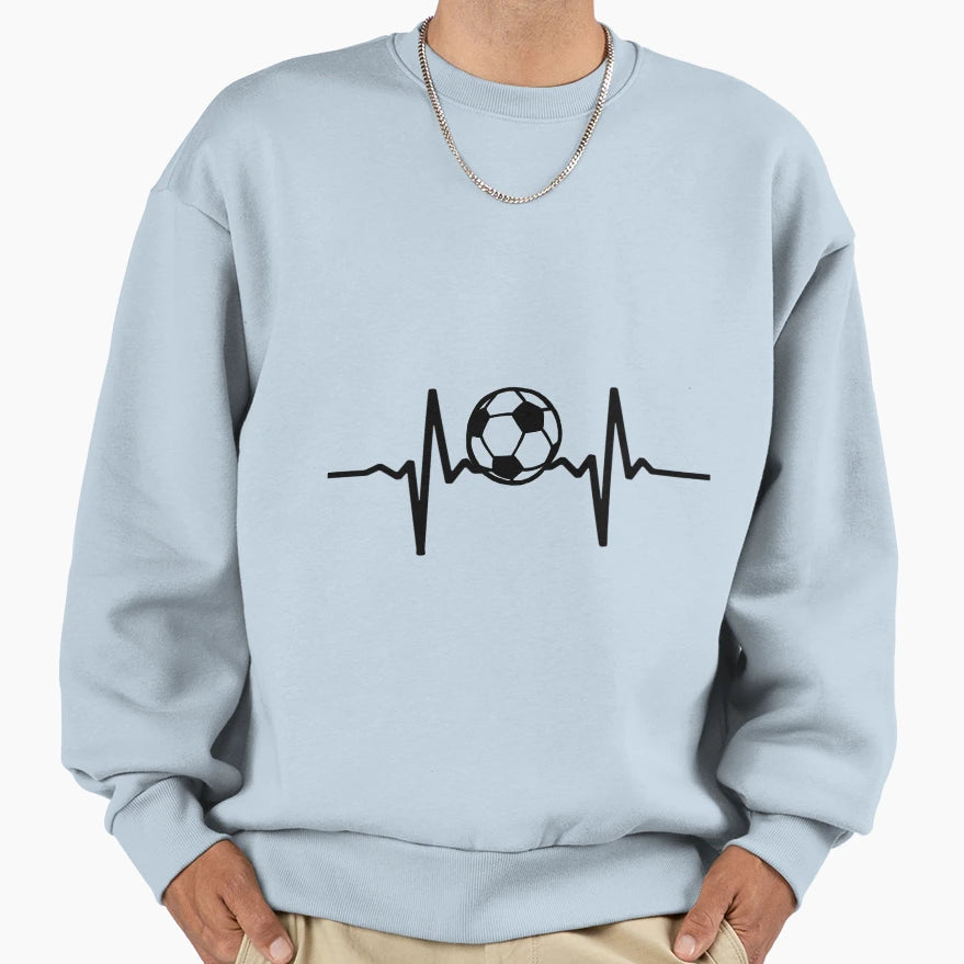 Football Heartbeat Black Sweatshirt - Minimalist Print for Adults - T-Shirt, Sweatshirt, Hoodie