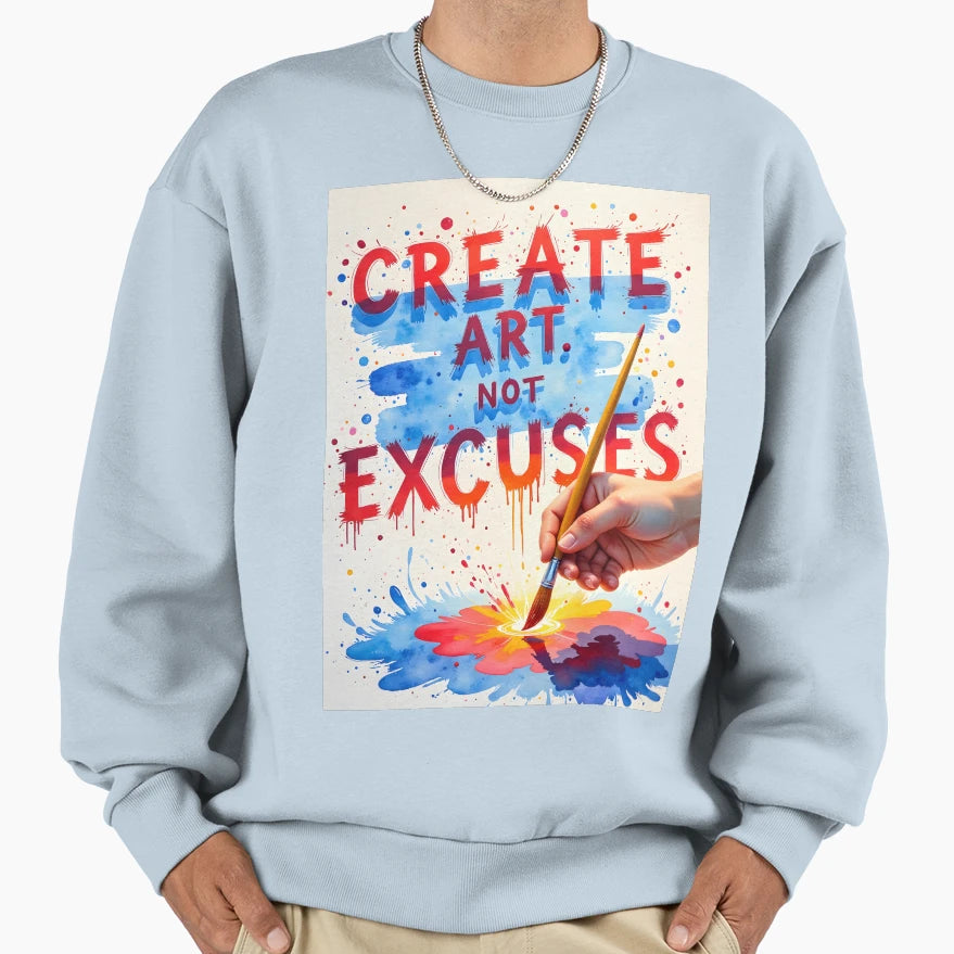 Create Art Not Excuses Sweatshirt - Trendy Graphic for Adults - T-Shirt, Sweatshirt, Hoodie