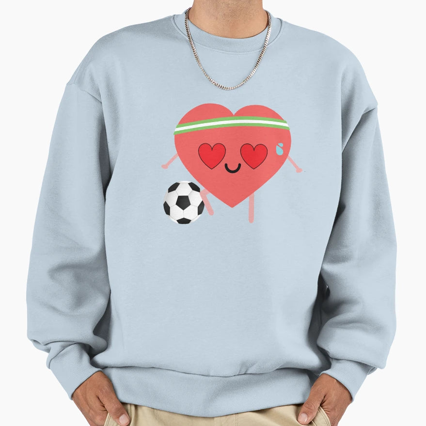 Soccer Heart Emoji Sweatshirt - Minimalist Print Men Women - T-Shirt, Sweatshirt, Hoodie