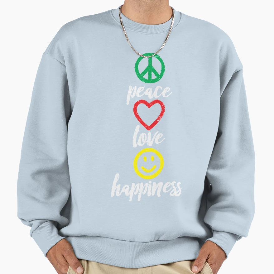 Peace Love And Happiness Signs And Sweatshirt - Custom Art Print Unisex - T-Shirt, Sweatshirt, Hoodie