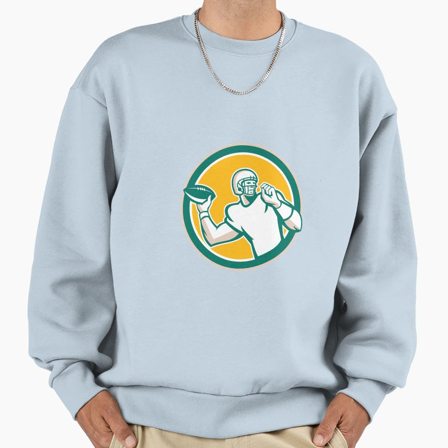 American Football Qb Throwing Sweatshirt - Minimalist Print Men Women - T-Shirt, Sweatshirt, Hoodie