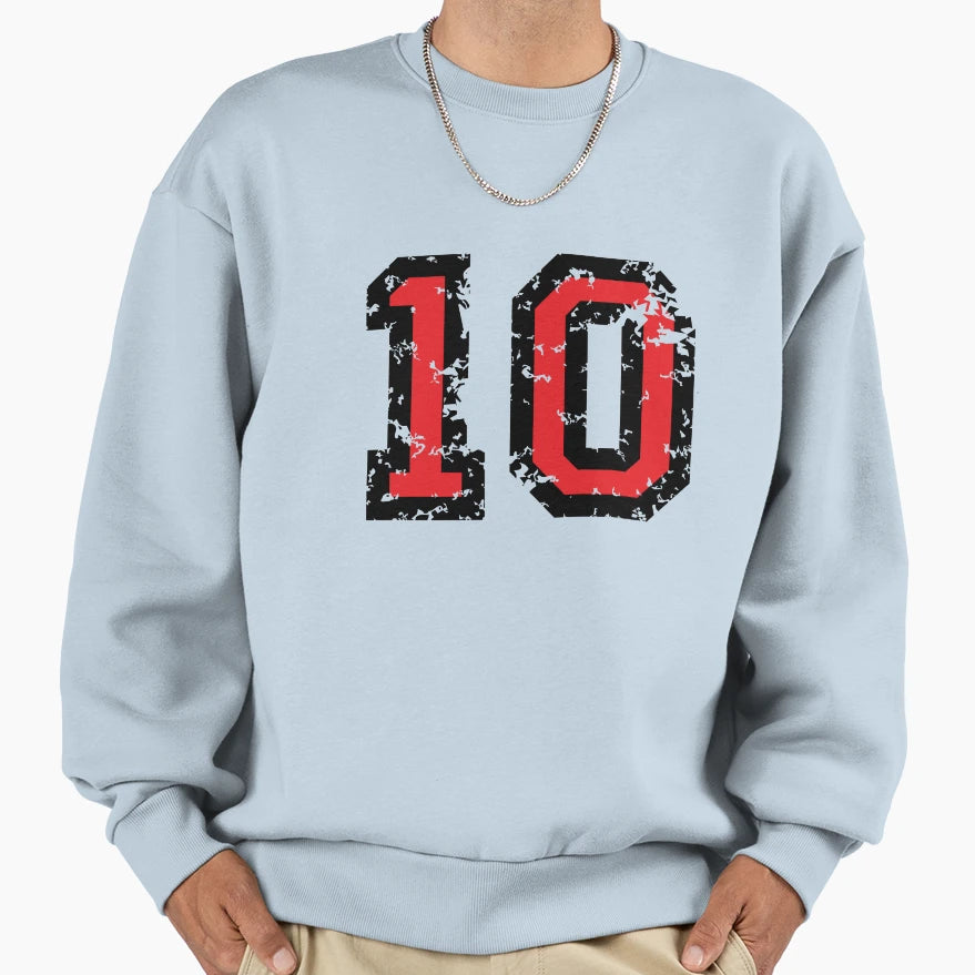 Number Ten No 10 Two Color Red Sweatshirt - Minimalist Print for Adults - T-Shirt, Sweatshirt, Hoodie