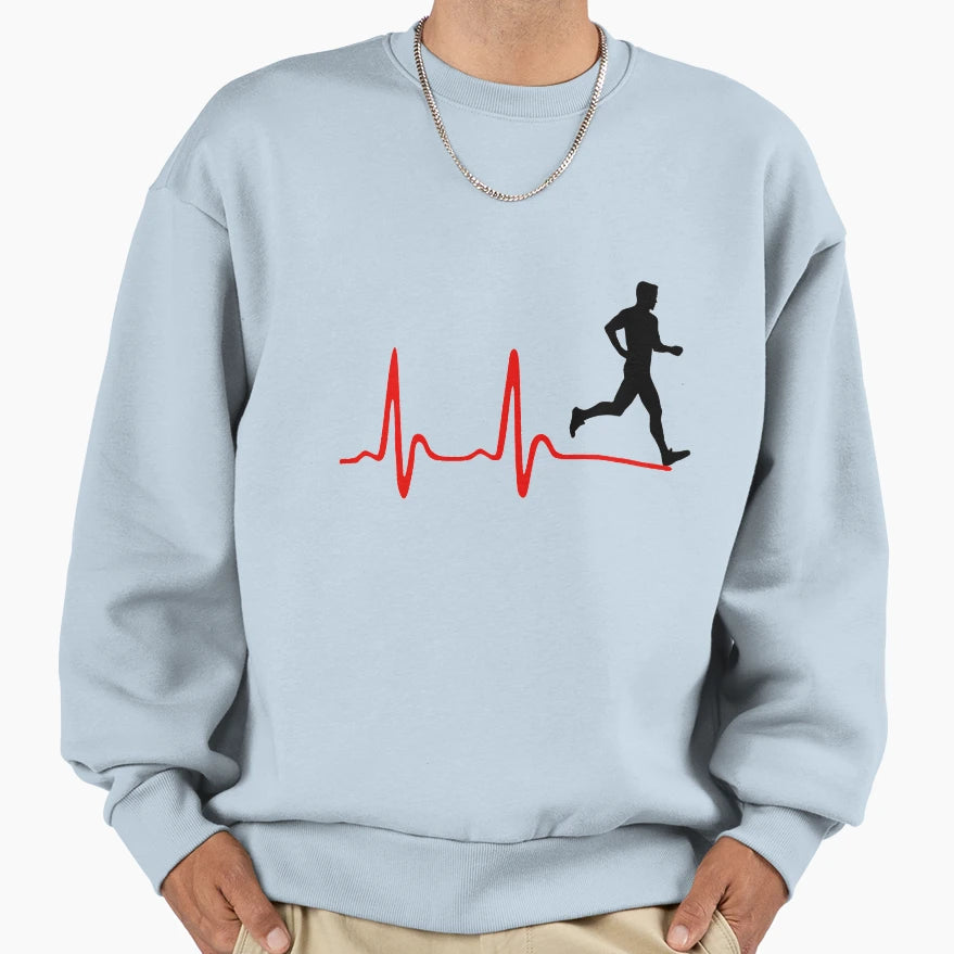 Running Runner And Heartbeat Sweatshirt - Streetwear Style for Adults - T-Shirt, Sweatshirt, Hoodie