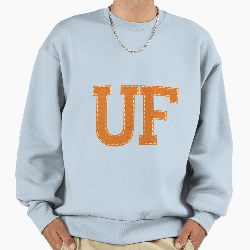 Uf Sewn Orange Sweatshirt - Aesthetic Graphic for Adults - T-Shirt, Sweatshirt, Hoodie