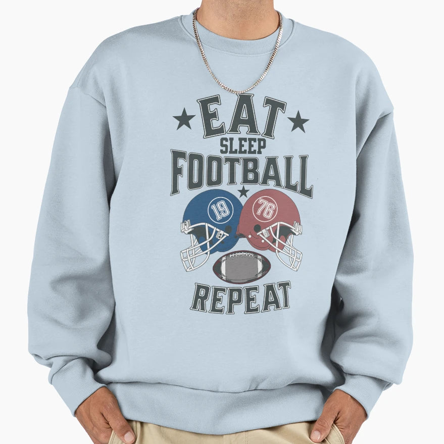 Eat Sleep Football Repeat Game Day Fan T-Shirt - Unique Graphic Unisex - T-Shirt, Sweatshirt, Hoodie