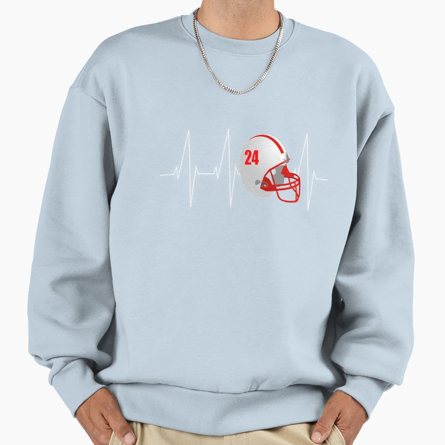 American Football Heartbeat T-Shirt - Novelty Apparel for Adults - T-Shirt, Sweatshirt, Hoodie