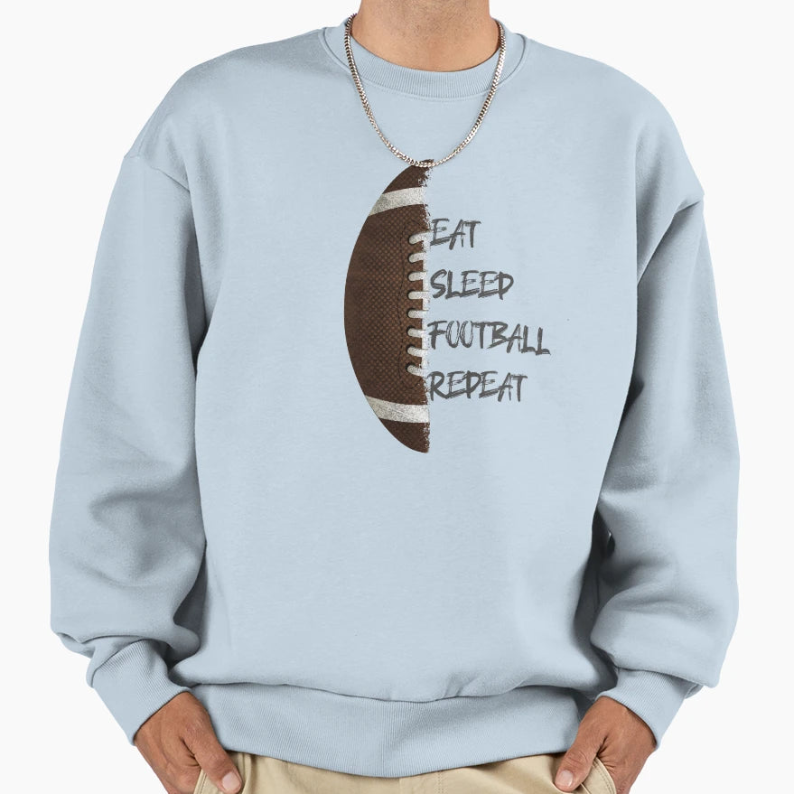 American Football Eat Sleep Football Sweatshirt - Custom Art Print Unisex - T-Shirt, Sweatshirt, Hoodie