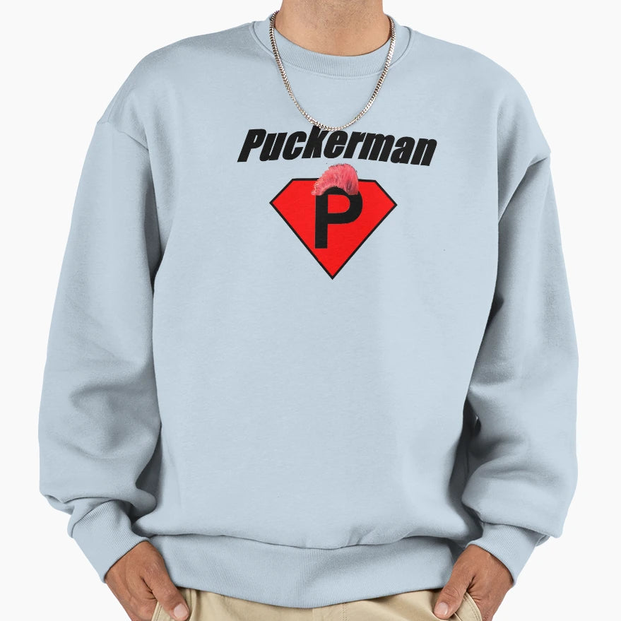 Puckerman Sweatshirt - Minimalist Print Men Women - T-Shirt, Sweatshirt, Hoodie