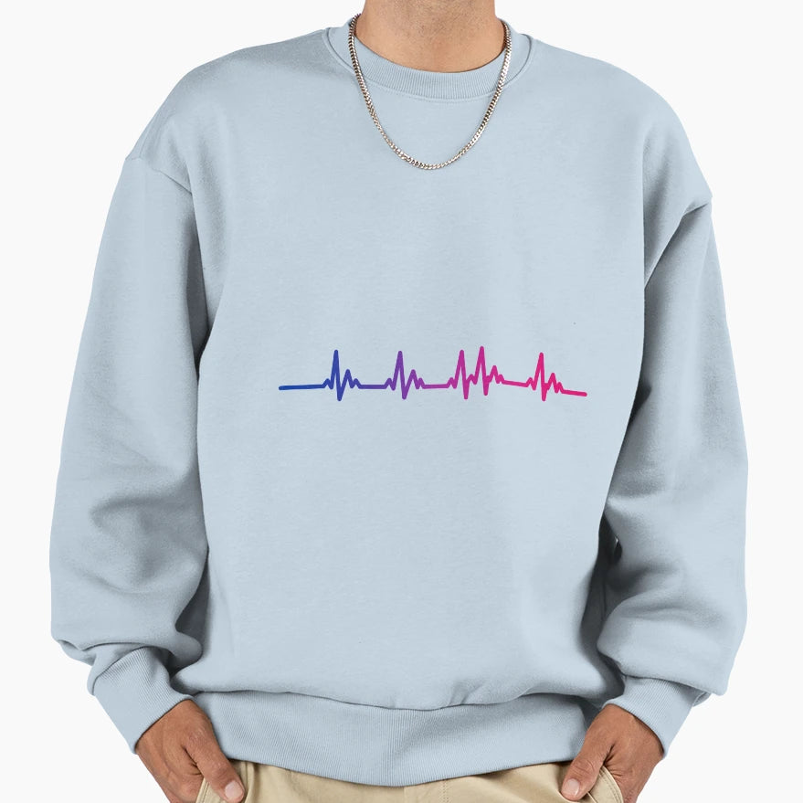 Bi Heartbeat Sweatshirt - Unique Graphic Men Women - T-Shirt, Sweatshirt, Hoodie