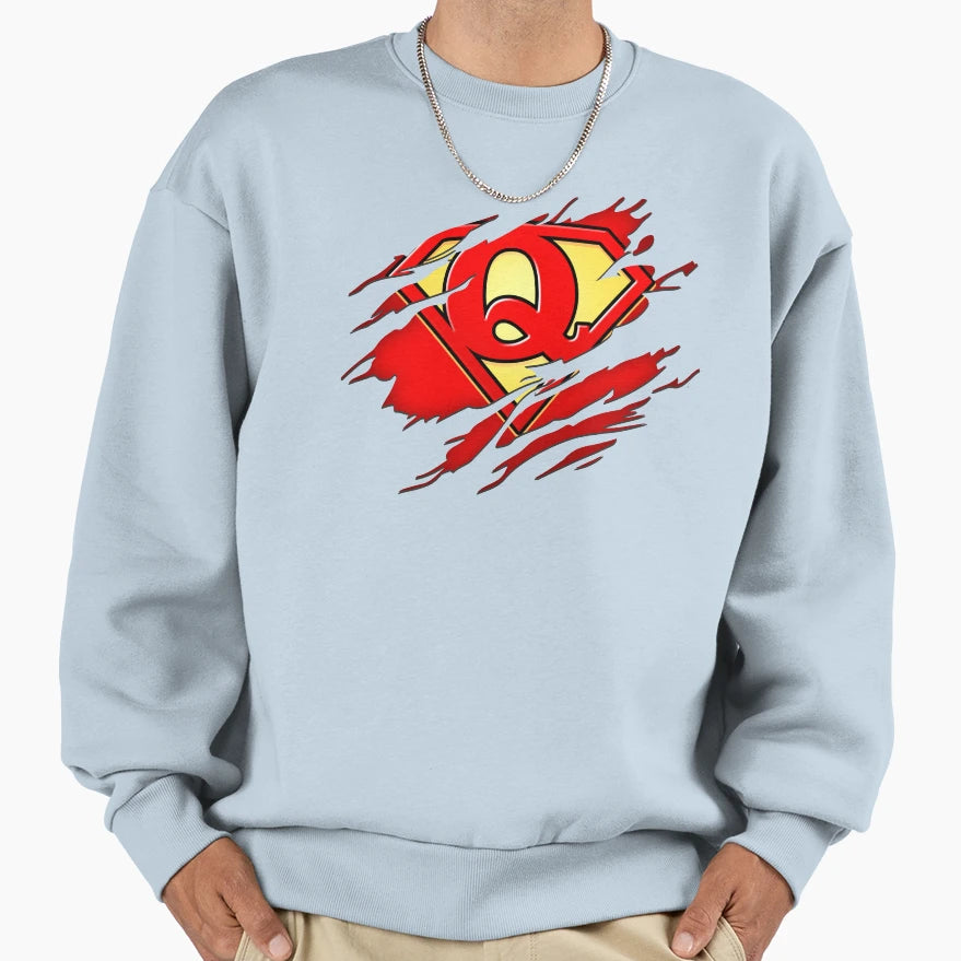 Letter Q Super Hero Name Birthday Sweatshirt - Trendy Graphic Men Women - T-Shirt, Sweatshirt, Hoodie