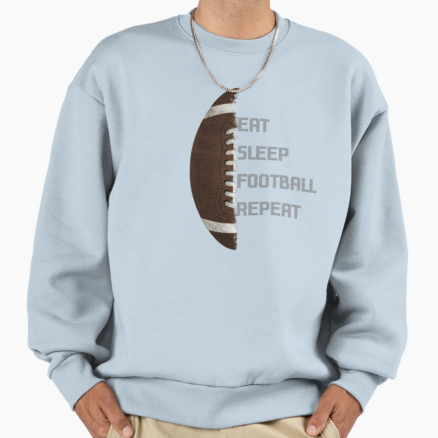 American Football Eat Sleep Football Sweatshirt - Graphic Print Unisex - T-Shirt, Sweatshirt, Hoodie