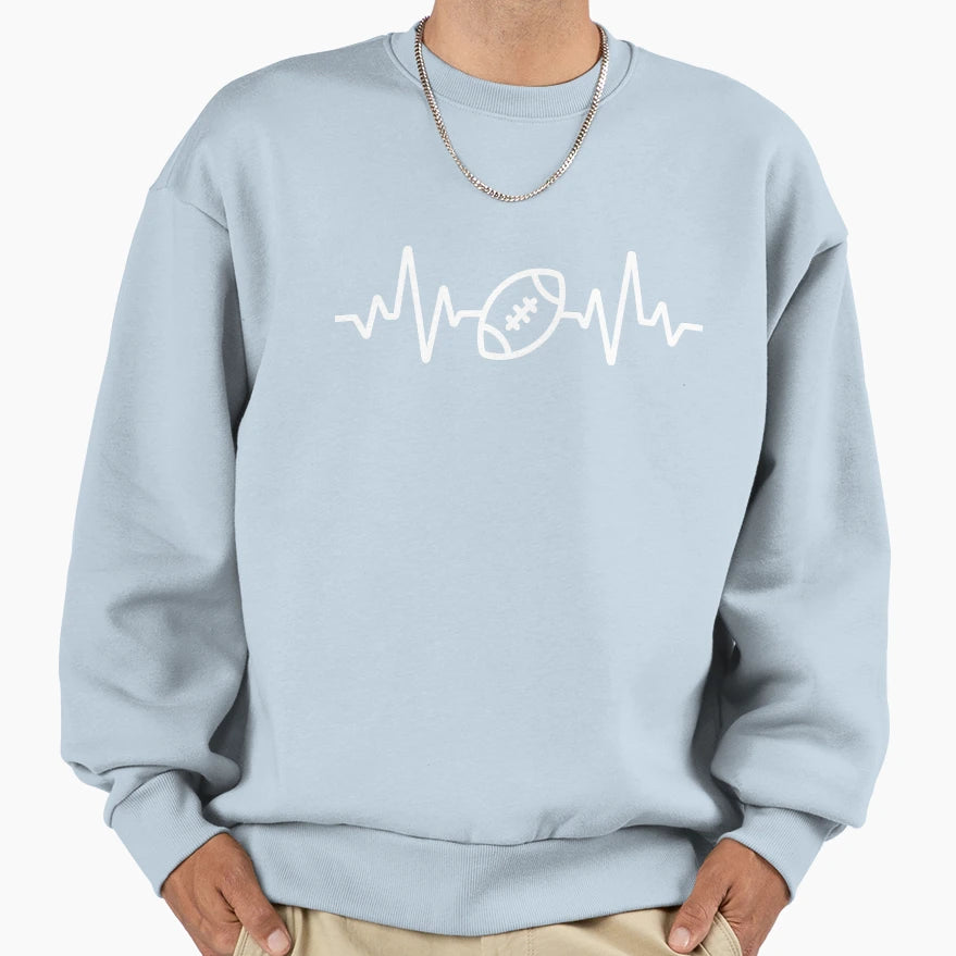 Football Heart Beat Love Funny Football Sweatshirt - Trendy Graphic Unisex - T-Shirt, Sweatshirt, Hoodie