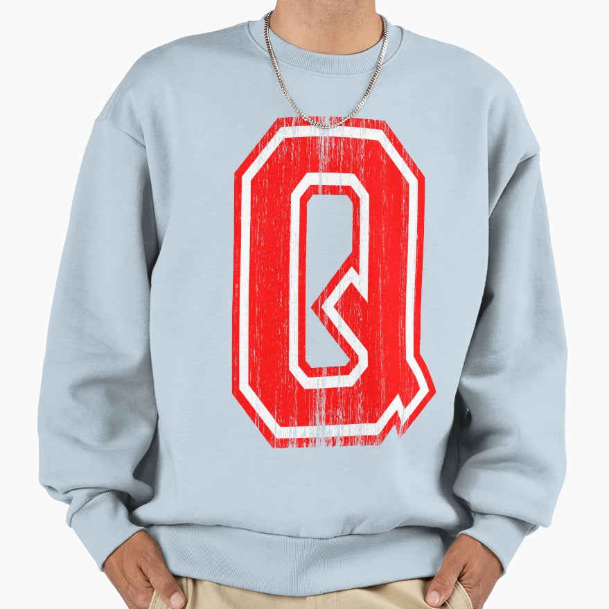 Big Red Letter Q Sweatshirt - Casual Everyday Wear for Adults - T-Shirt, Sweatshirt, Hoodie